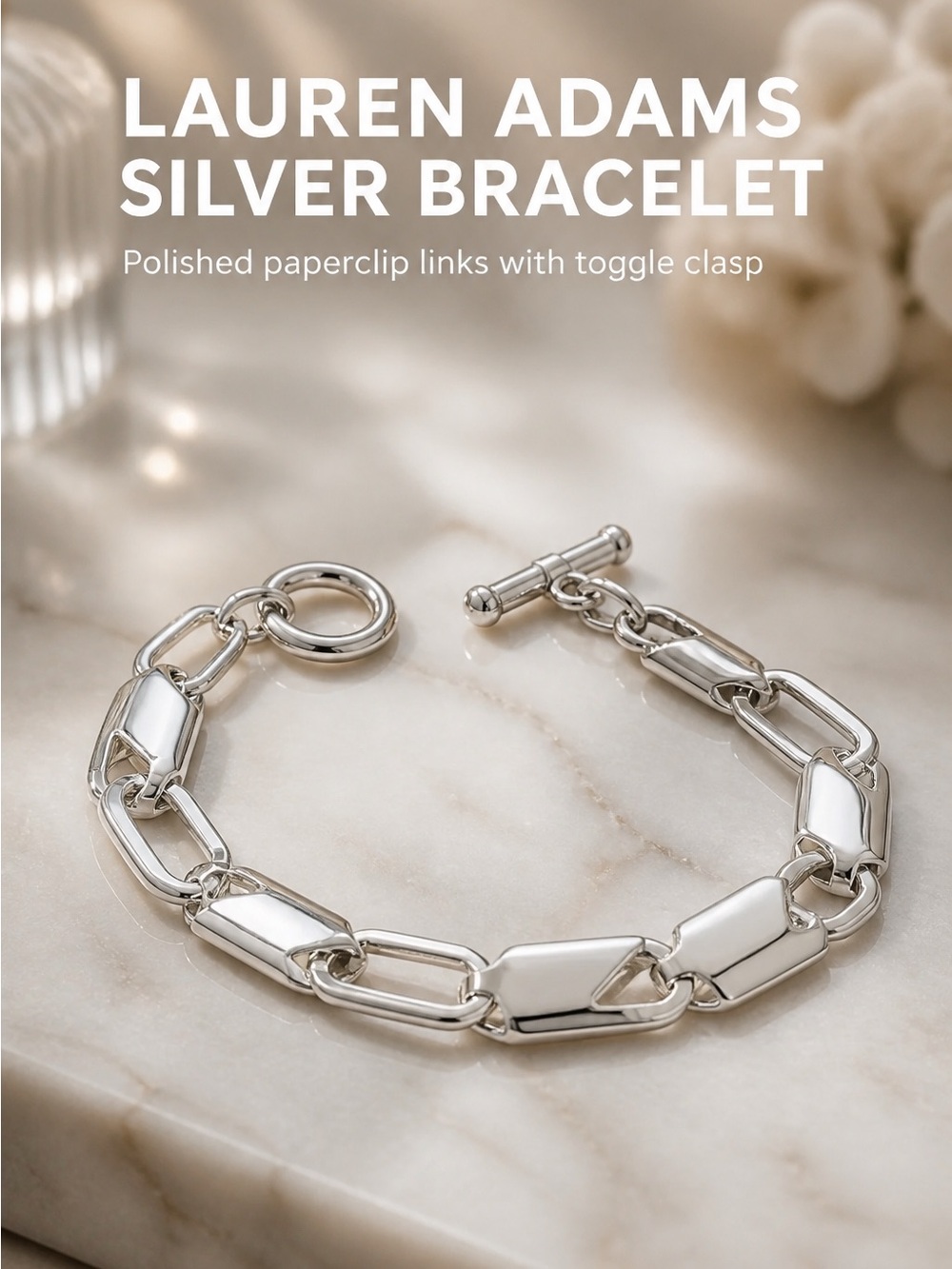 Lauren Adams Women Silver Toggle Chain Bracelet